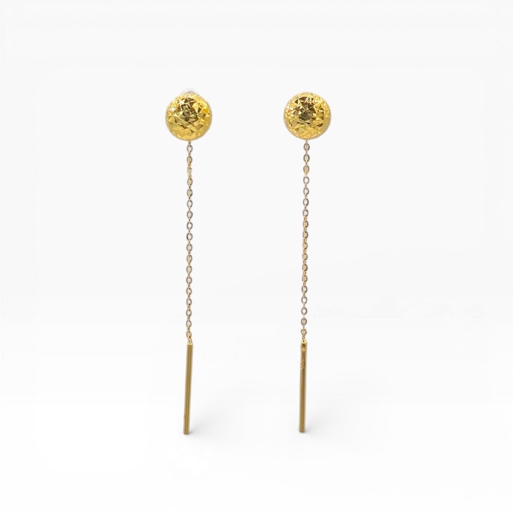 18K Real Yellow Gold Tiktok Elegant Gold Drop Dangling Earrings
